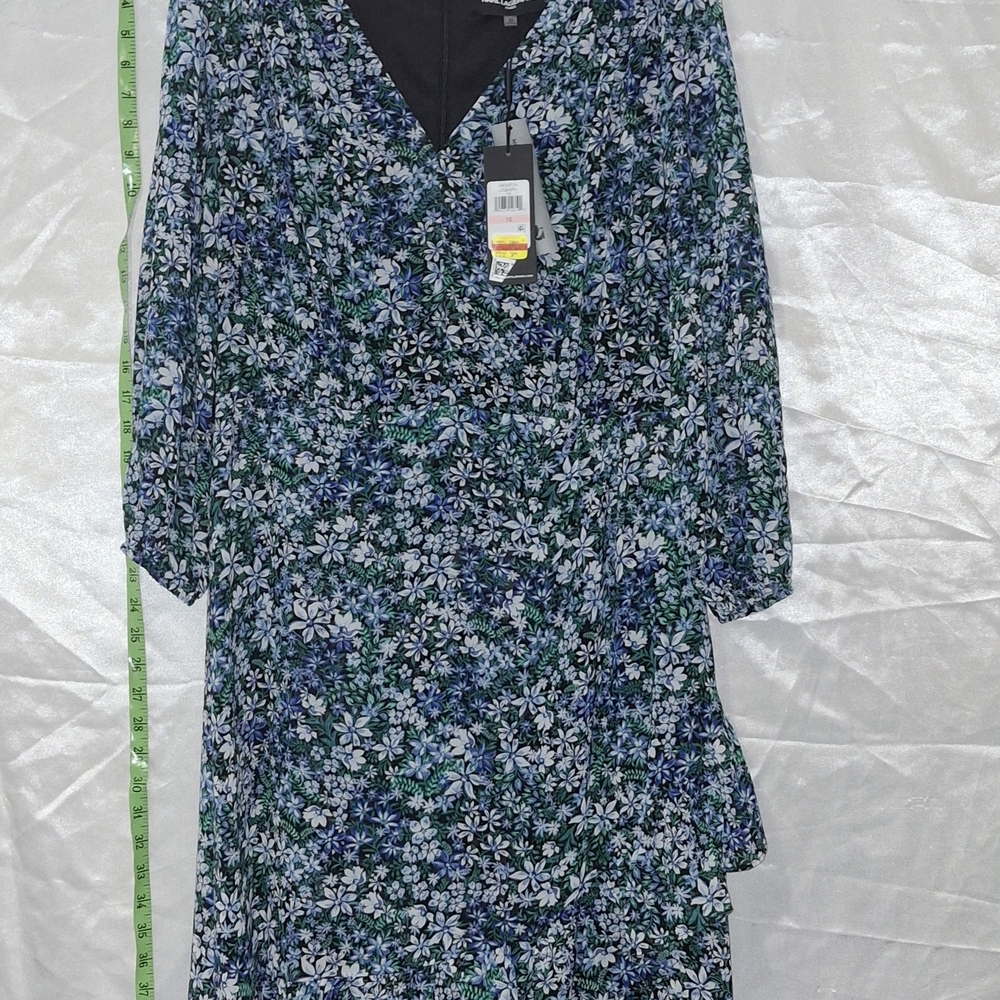 Karl Lagerfeld Floral Long Sleeve Dress - Blue and Green